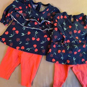 Carter's Twin Baby Girl Cherry Outfits